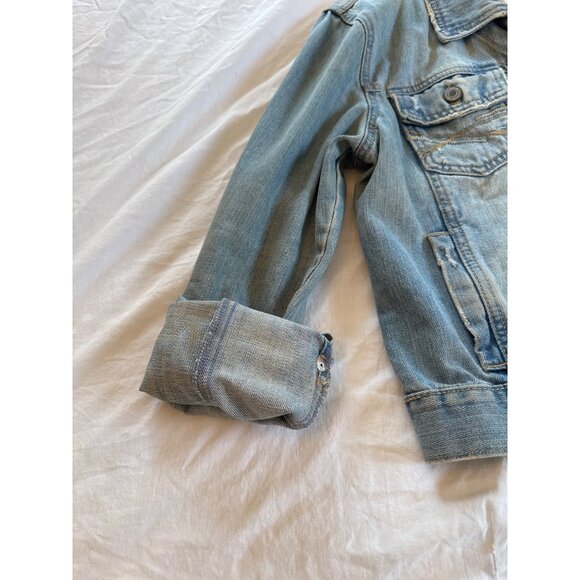 Aeropostale Denim Jacket Large Classic Look Light Wash Distressed Button Up - Picture 9 of 9